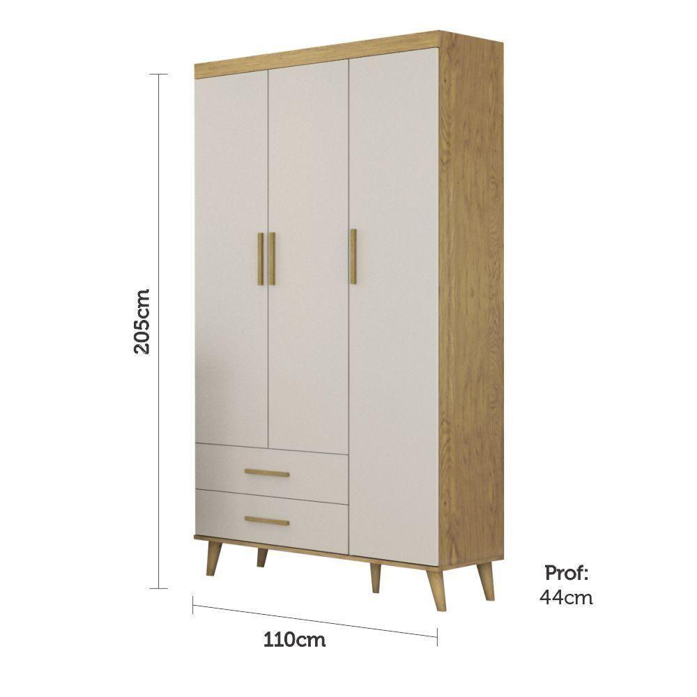 Quarto De Bebê Guarda Roupa Cômoda 4 Gavetas Com Fraldário Berço 3 Em 1 Ludmila Off White - 5