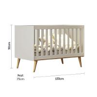 Quarto De Bebê Guarda Roupa Cômoda 4 Gavetas Com Fraldário Berço 3 Em 1 Ludmila Off White - 9