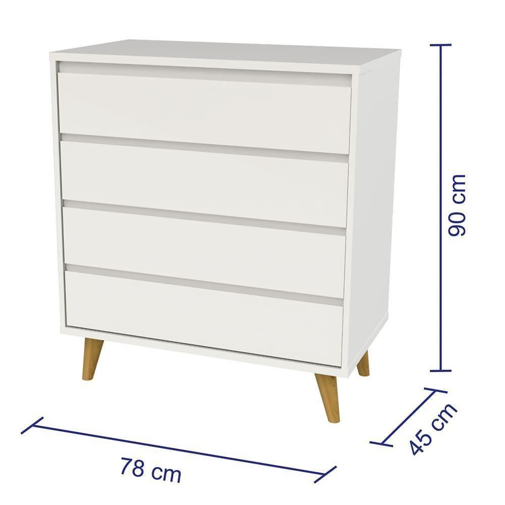 Quarto De Bebê Roupeiro 3 Porta Com Gavetas Cômoda Branco - 5