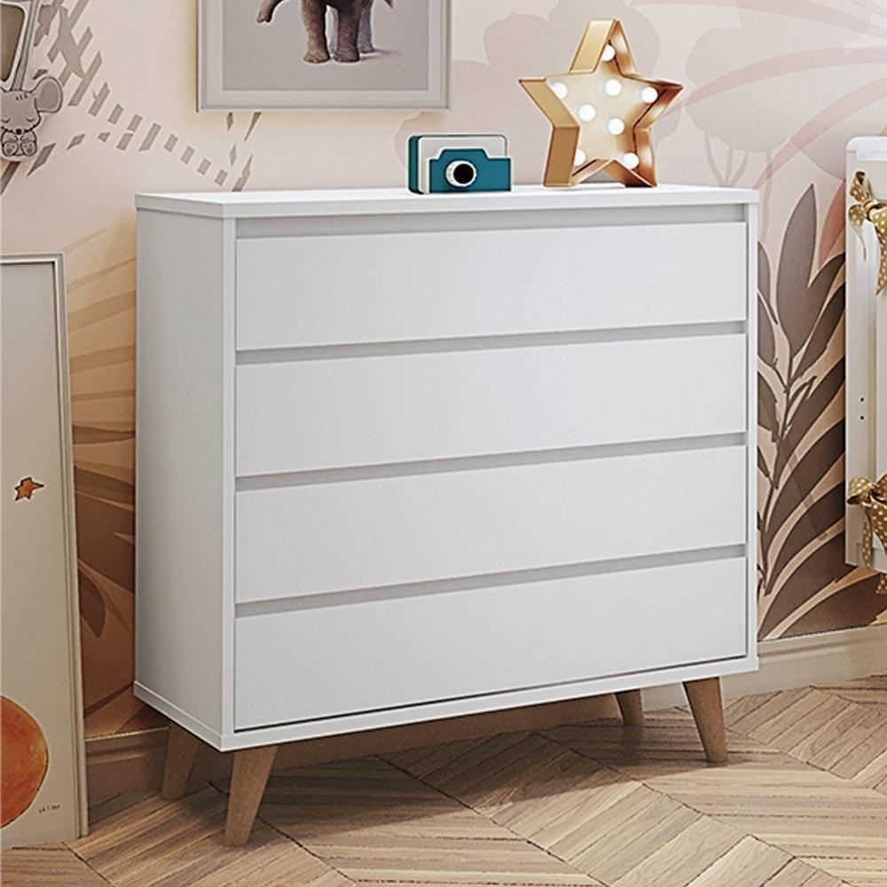 Quarto De Bebê Roupeiro 3 Porta Com Gavetas Cômoda Branco - 7