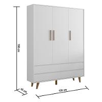 Quarto De Bebê Roupeiro 3 Porta Com Gavetas Cômoda Branco - 2