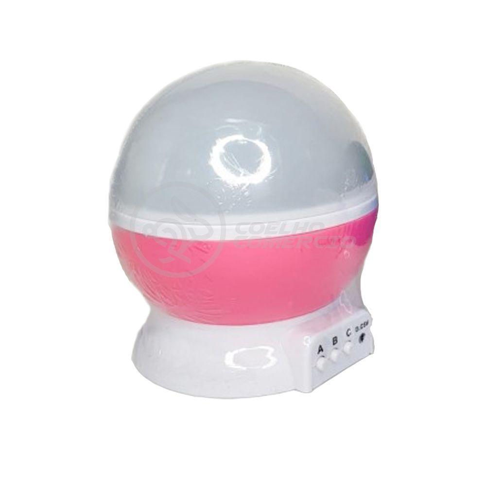 Luminária Projetor Abajur Estrelas Galáxia Projeção Céu Rosa - 2