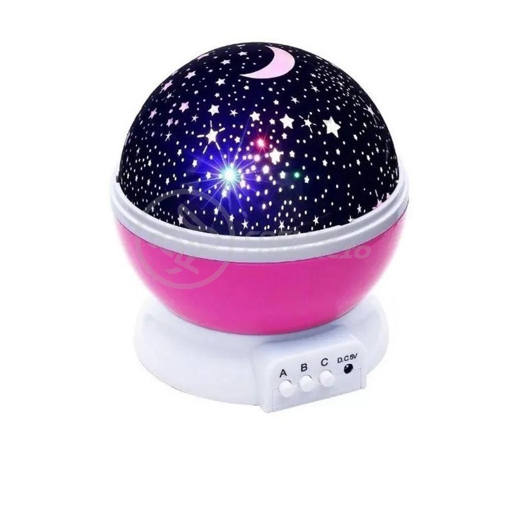Luminária Projetor Abajur Estrelas Galáxia Projeção Céu Rosa - 5
