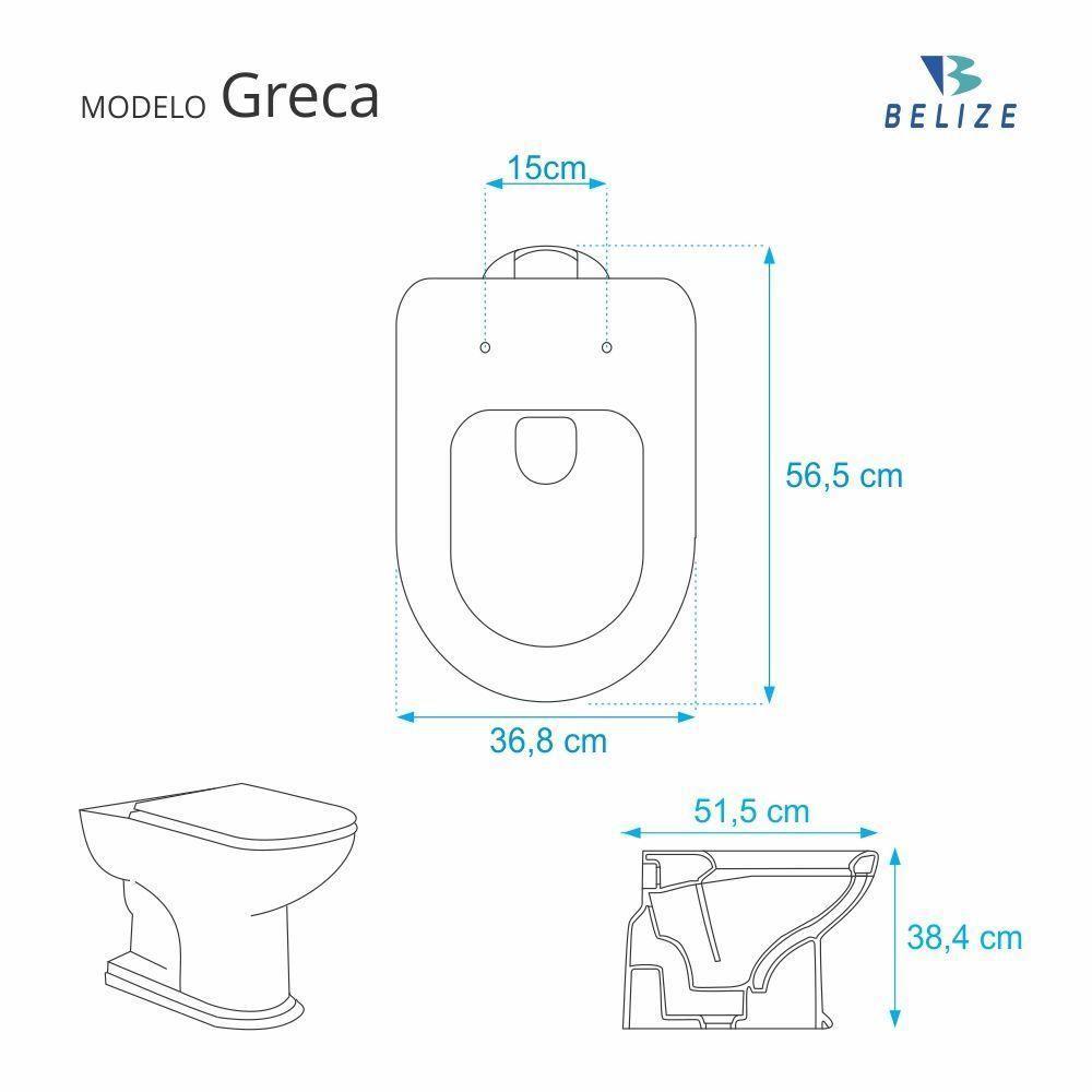 Assento Sanitário Greca Bege Claro Para Vaso Belize - 3