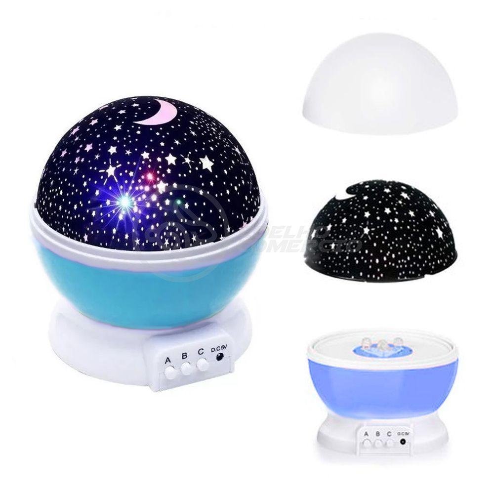 Luminária Projetor Abajur Estrelas Galáxia Luxuoso Céu Azul - 6