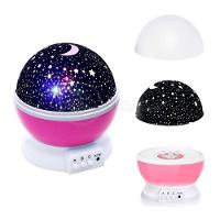 Luminária Projetor Abajur Estrelas Galáxia Animado Céu Rosa
