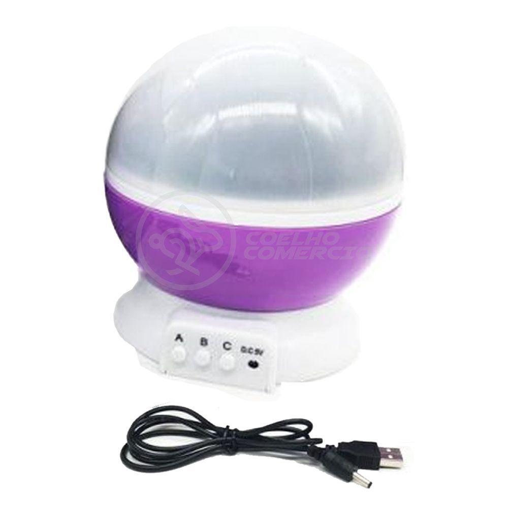 Luminária Projetor Abajur Estrelas Galáxia Astral Céu Roxo - 4