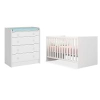 Quarto De Bebê Cômoda 2523 E Berço Mini Cama 1344 Doce Sonho Branco - 1