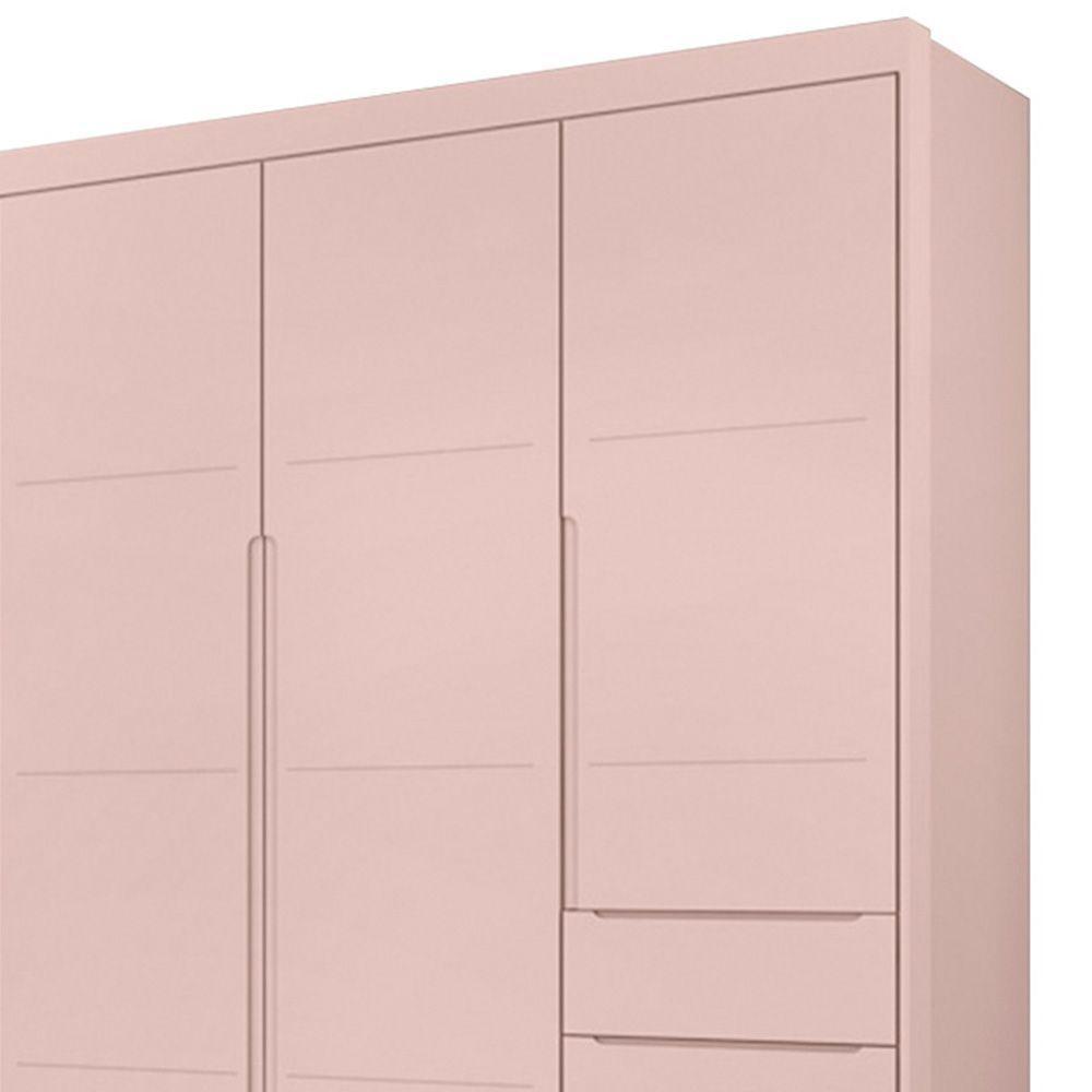 Jogo De Quarto Infantil Guarda Roupa 2 Portas E Cômoda 4 Gavetas Lua P04 Rose - Mpozenato - 4