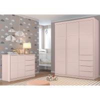 Jogo De Quarto Infantil Guarda Roupa 2 Portas E Cômoda 4 Gavetas Lua P04 Rose - Mpozenato - 5