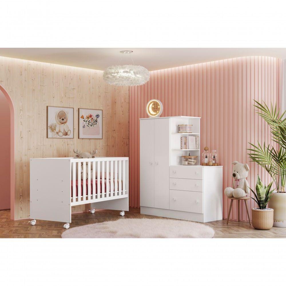 Guarda Roupa Com Comoda Infantil Lecco Branco - 2