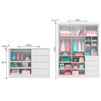 Jogo De Quarto Infantil Guarda Roupa 2 Portas E Cômoda 4 Gavetas Lua P04 Branco - Mpozenato - 2