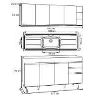 Armário Aéreo Nevada E Balcão Gabinete 180cm Com Pia Dallas Preto - Lumil - 5