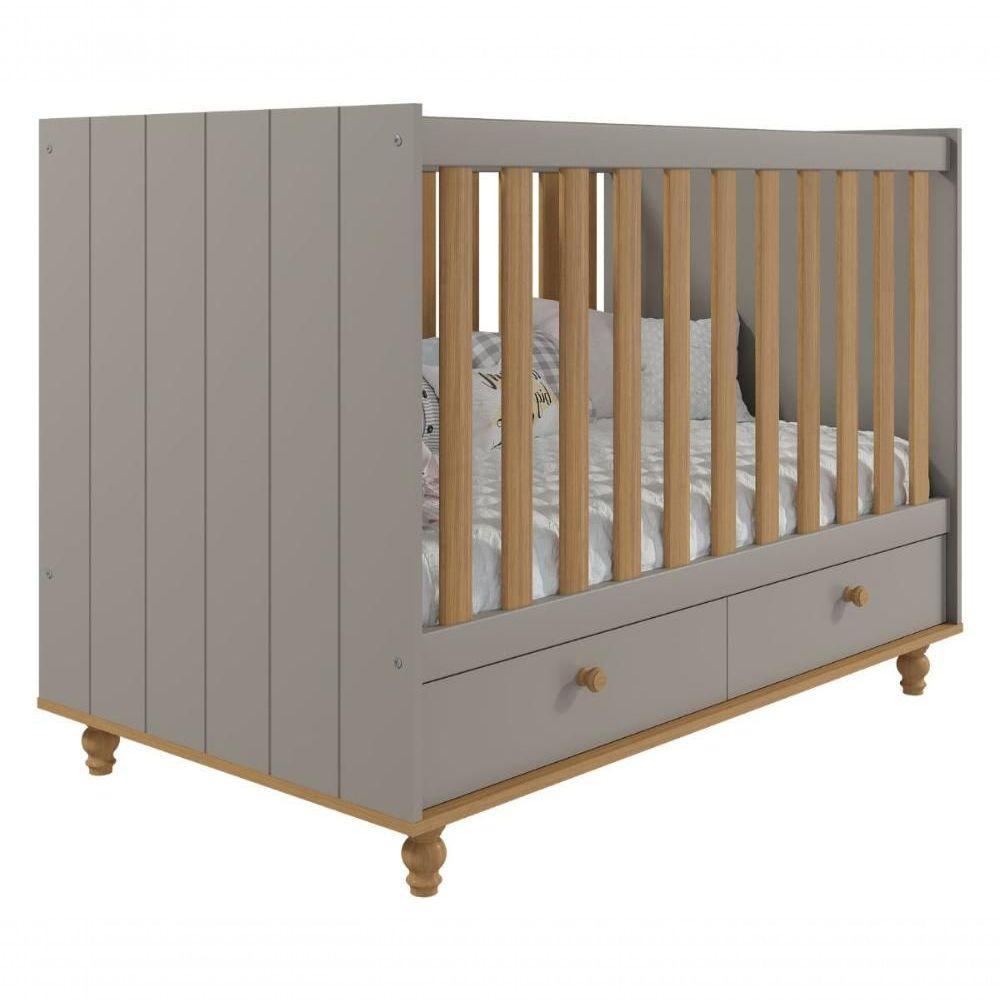 Quarto De Bebê Com Berço Candy E Cômoda 1 Porta 3 Gavetas Casinha Permobili Fendi/nature - 1