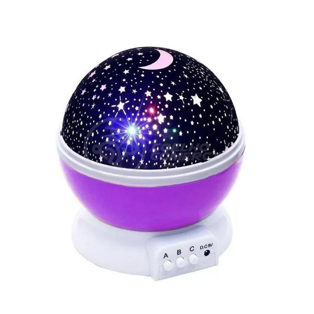 Luminária Projetor Abajur Estrelas Galáxia Moderno Céu Roxo - 1
