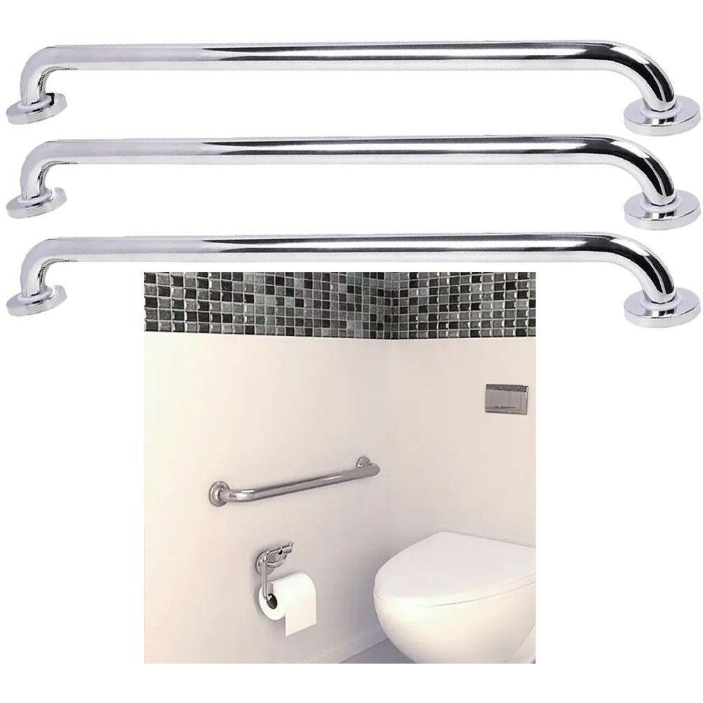 Alça Barra Apoio 70Cm Inox Kit 3 Uni Acessibilidade - 1