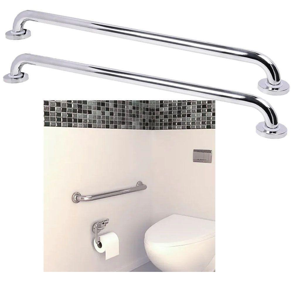 Alça Barra Apoio 70Cm Inox Kit 2 Uni Acessivel Criança Idoso Gestante Cadeirante Suporte Resistente - 1
