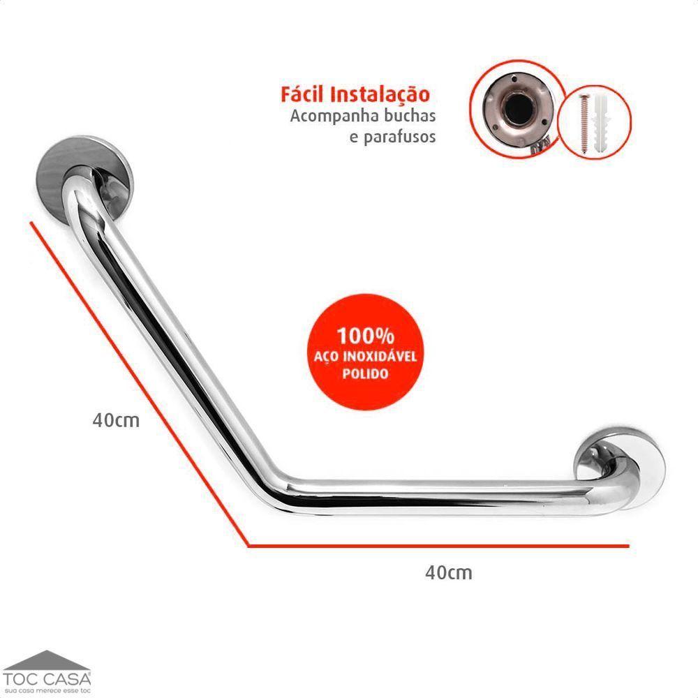 Barra De Apoio Inox Polido De 1.1/4 ângulo 120° De 40x40cm - 3