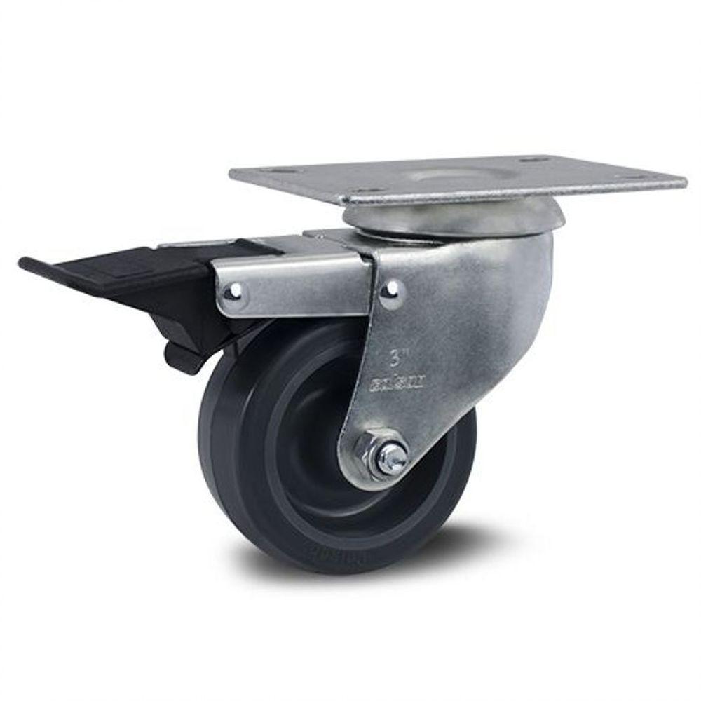 2 Rodizio 3" Pol. Placa Freio Pvc Glpf.312.bp.fp - 4