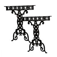 Par Pé De Mesa Base Vila Rica Em Ferro Fundido 74X67Cm. - 2