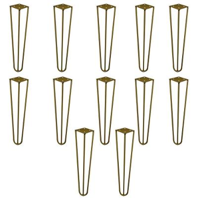 Kit 12 Pés De Metal 30 Cm Mesa De Canto Rack E Puffs Dourado