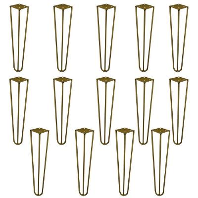 Kit 14 Pés De Metal 30 Cm Mesa De Canto Rack E Puffs Dourado