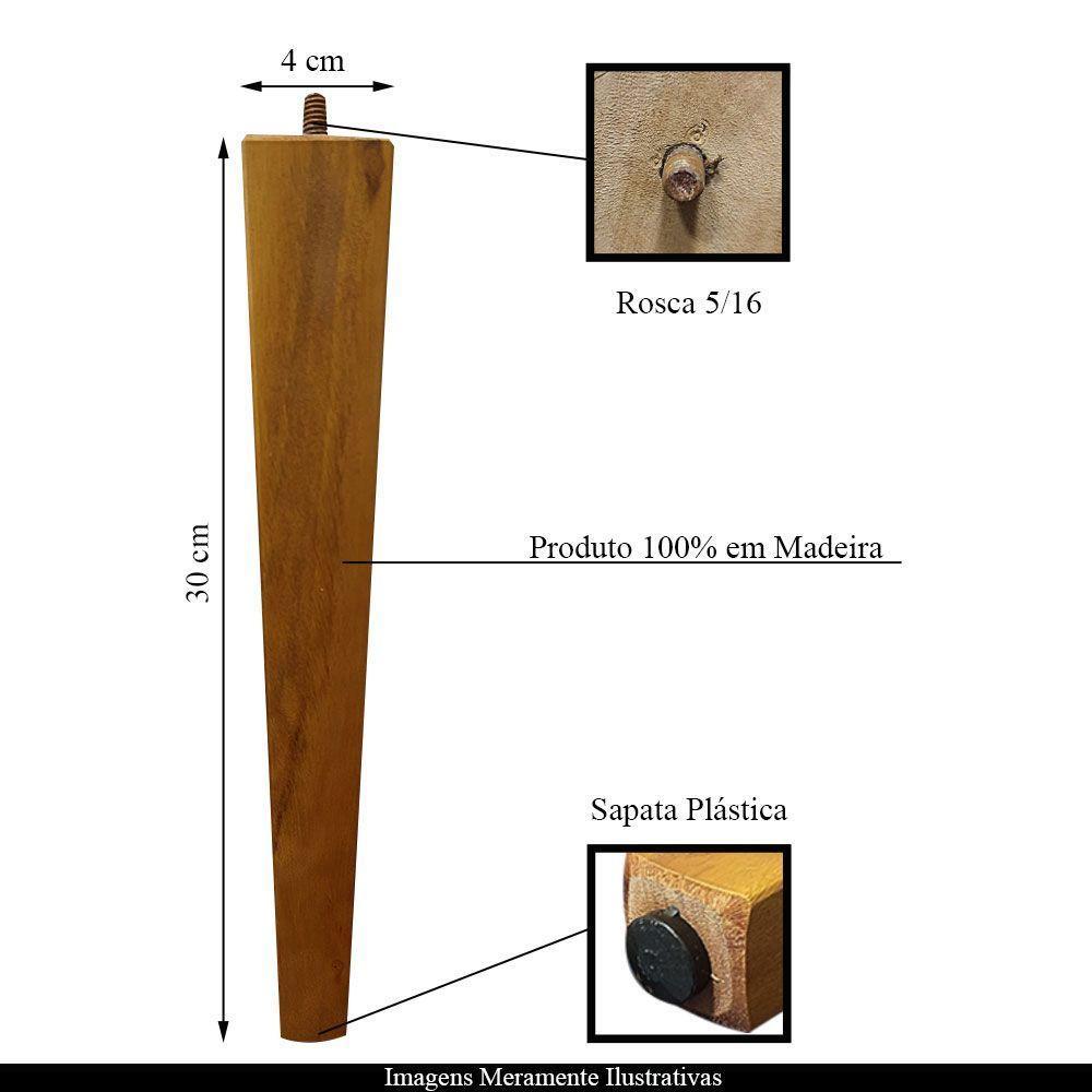 Pé Palito Quadrado Madeira 30Cm Para Poltrona Mesa Lateral Puff Mel G75 - Gran Belo - 6