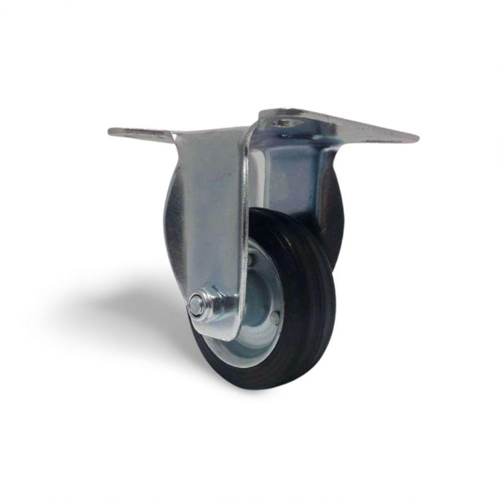 2 Rodizio Borracha 3 Pol. Placa Fixa Rolamento Rolete - 1