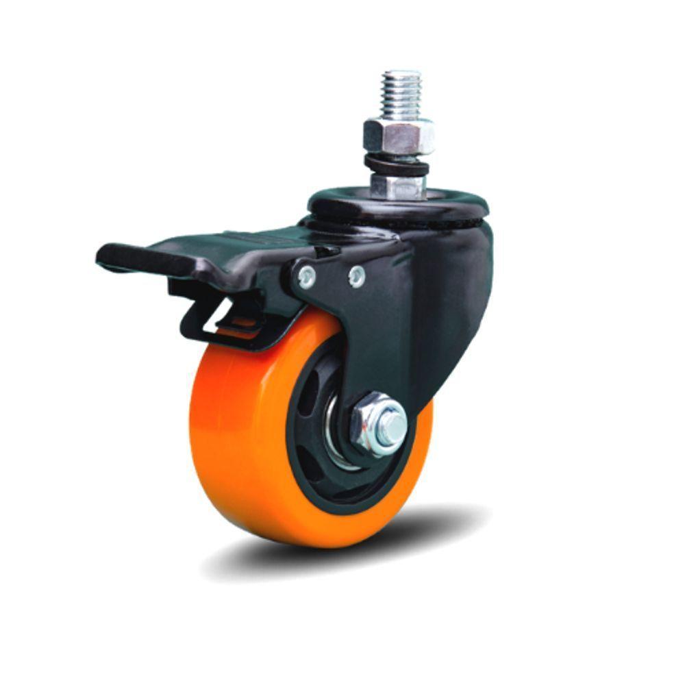 2 Rodizio Giratório 3 Pol. Com Espiga E Freio Rolamento - 2