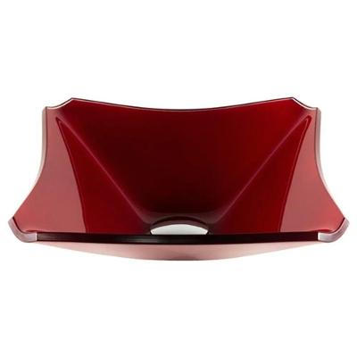 Cuba de Vidro Quadrada Chanfrada 30cm Vermelho Cereja