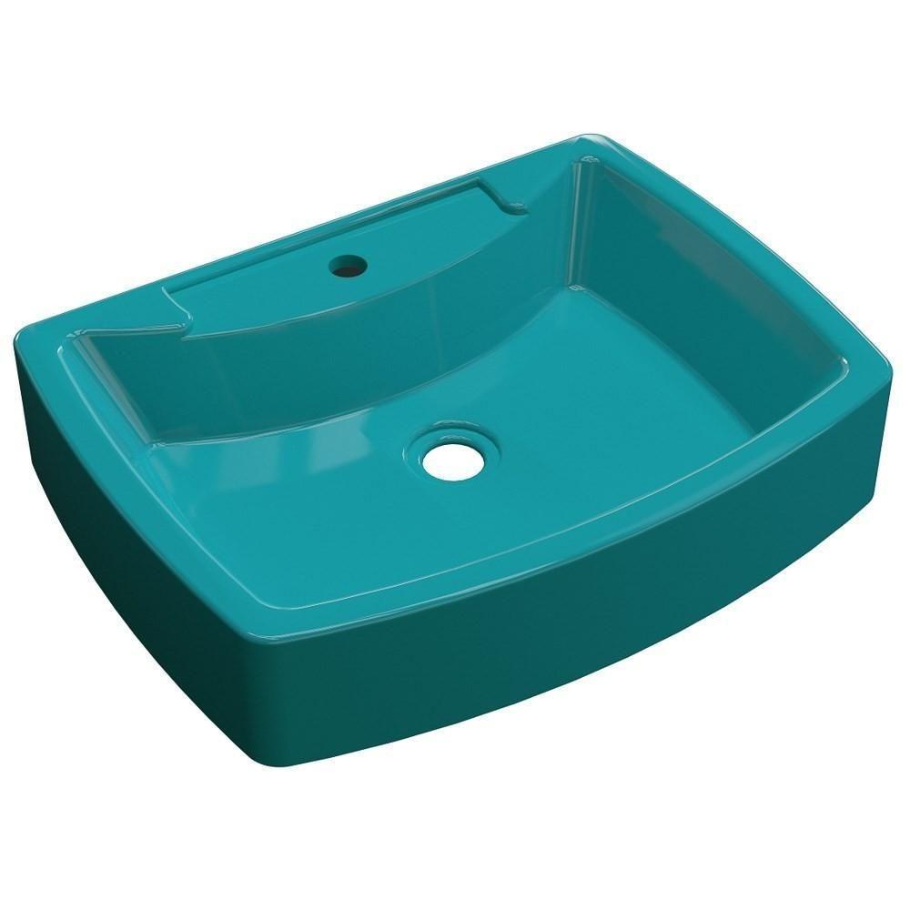 Cuba Pia De Apoio Para Banheiro Retangular Aria Rt50 Azul Turquesa C08 - 1