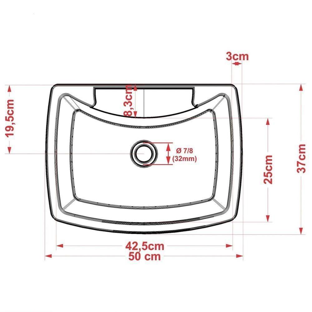 Cuba Pia De Apoio Para Banheiro Retangular Aria Rt50 Azul Turquesa C08 - 4