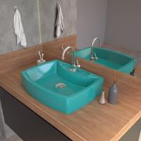 Cuba Pia De Apoio Para Banheiro Retangular Aria Rt50 Azul Turquesa C08 - 9