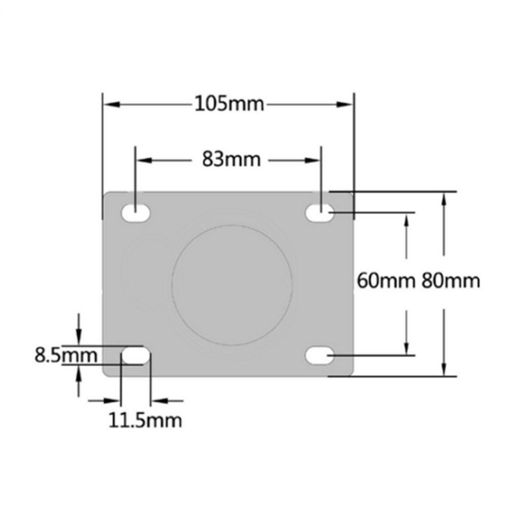 2 Rodizio Borracha 3 Pol. Placa C/ Freio Rolamento Rolete - 4