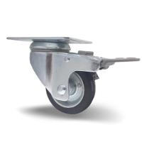 2 Rodizio Borracha 3 Pol. Placa C/ Freio Rolamento Rolete - 2