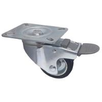 2 Rodizio Borracha 3 Pol. Placa C/ Freio Rolamento Rolete - 3