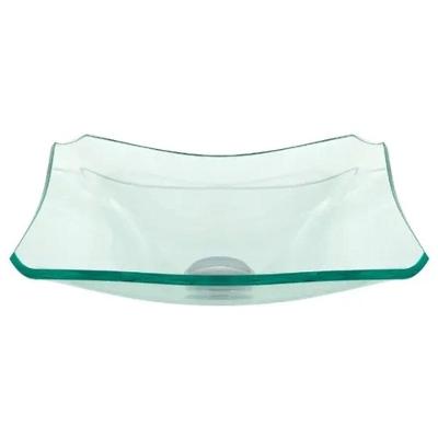 Cuba de Vidro Quadrada Chanfrada 30cm Jateada