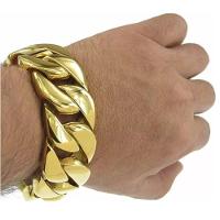 Pulseira Masculina Macica 31mm Banhada Com Ouro 18 Kilates - 2