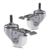 2 Rodizio Inox 2 Pol. Roda Nylon Com Espiga Com Freio - 1