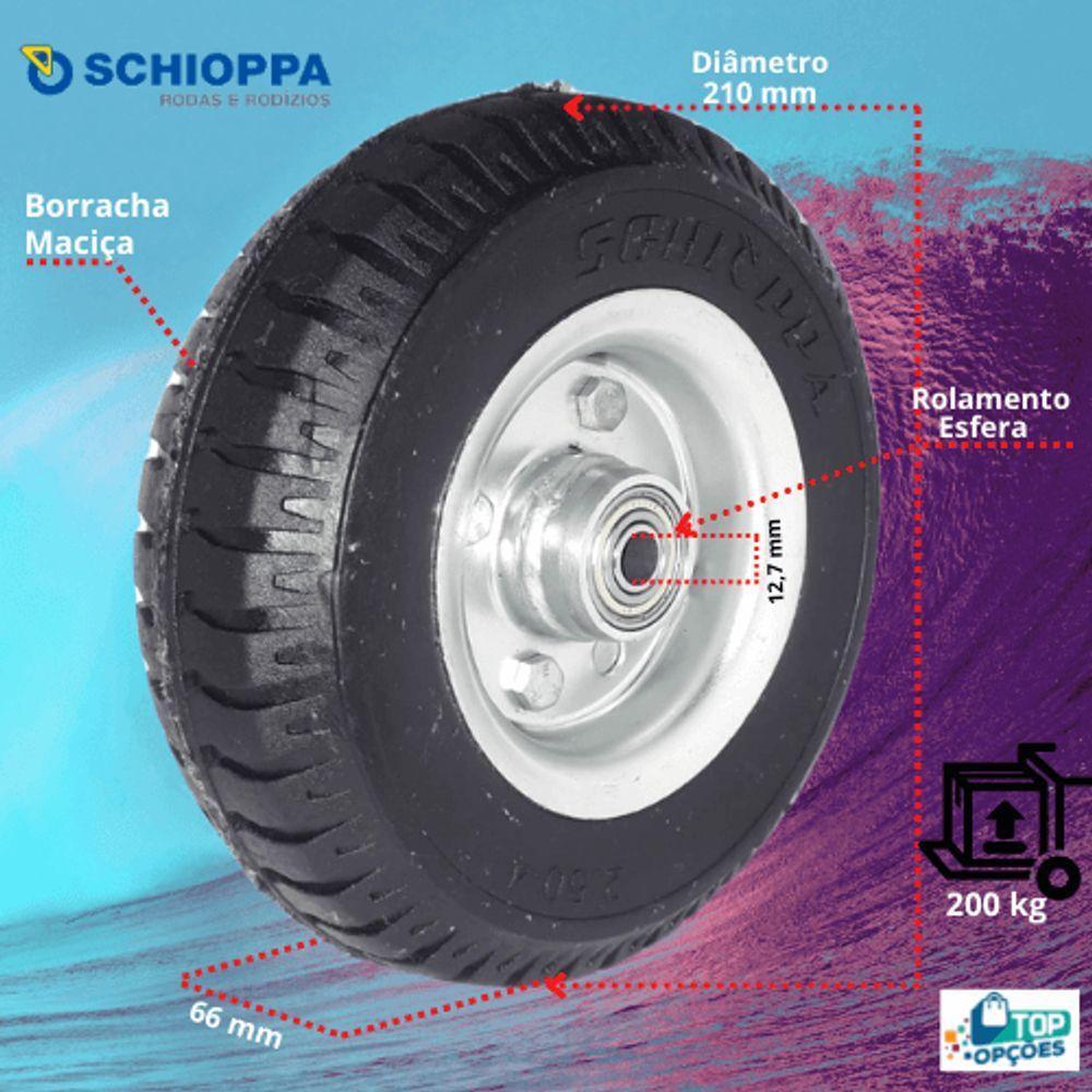 Rodizio Borracha Roda Maciça 250-4 Rol.Esfera S/Freio 200Kg - 3