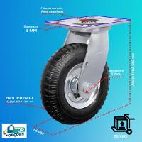 Rodizio Borracha Roda Maciça 250-4 Rol.Esfera S/Freio 200Kg - 2