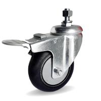 Rodizio gir. Espiga 4 Pol. c/ Freio Roda Pvc c/ Rolamento - 1