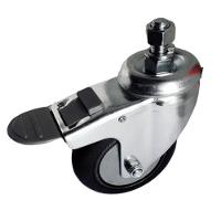 Rodizio gir. Espiga 4 Pol. c/ Freio Roda Pvc c/ Rolamento - 4