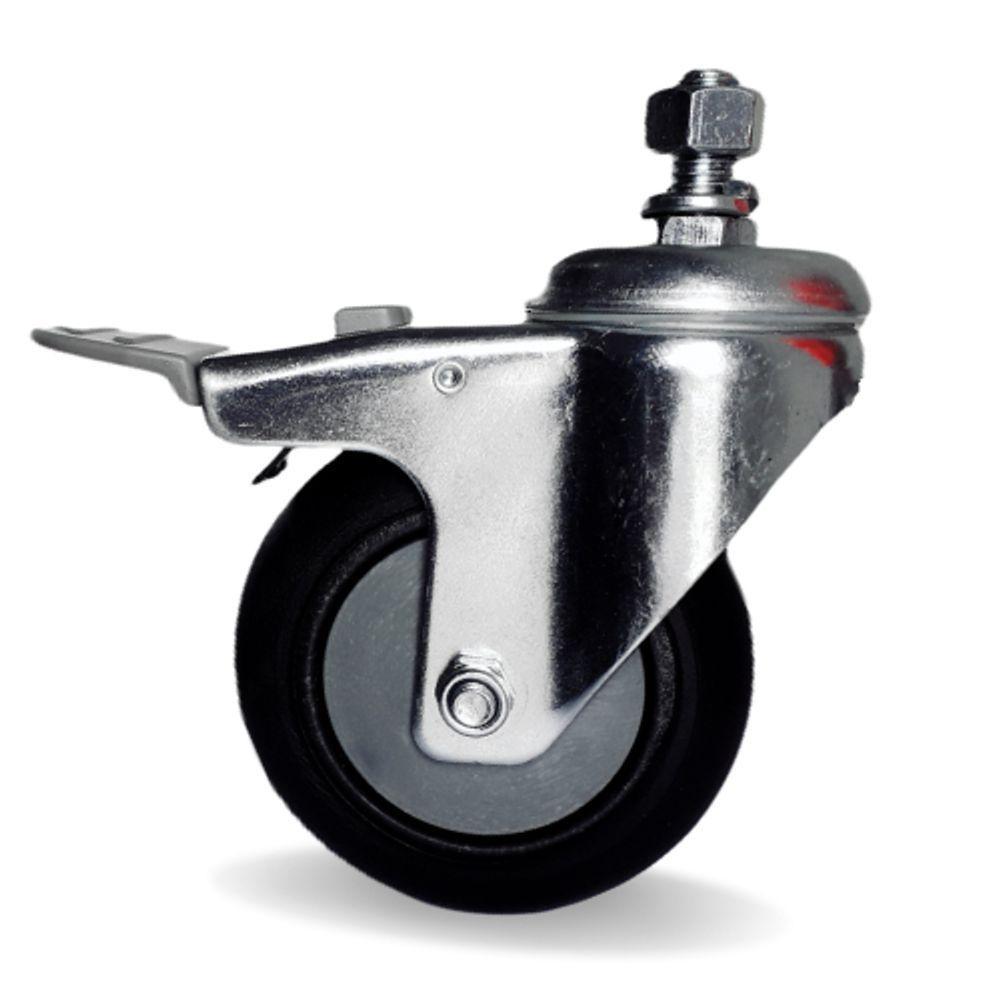 Rodizio gir. Espiga 5 Pol. c/ Freio Roda Pvc c/ Rolamento - 3