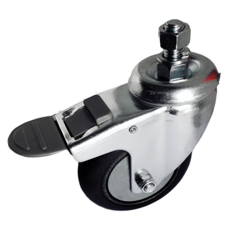 Rodizio gir. Espiga 5 Pol. c/ Freio Roda Pvc c/ Rolamento - 4