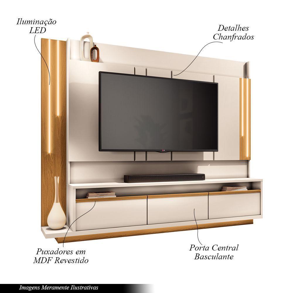 Home Theater Decorativo Punk Para Tv Até 75" Com Led Off White/cinamomo G26 - Gran Belo - 3