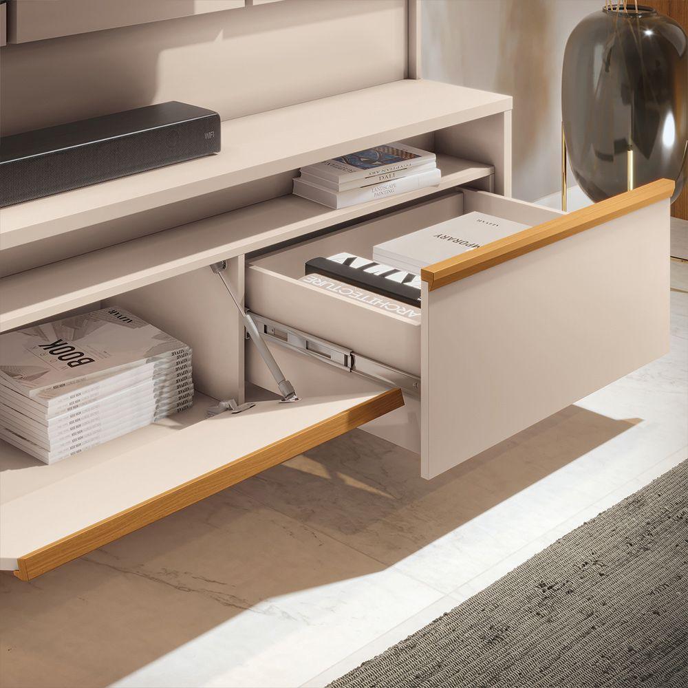 Home Theater Decorativo Punk Para Tv Até 75" Com Led Off White/cinamomo G26 - Gran Belo - 4