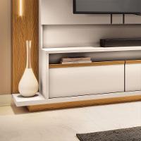 Home Theater Decorativo Punk Para Tv Até 75" Com Led Off White/cinamomo G26 - Gran Belo - 7