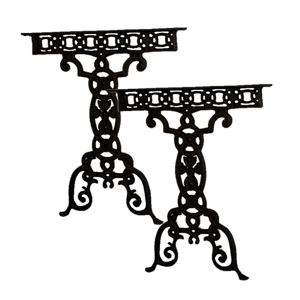 Par Pé De Mesa Base Vila Rica Em Ferro Fundido 74X67Cm - 1