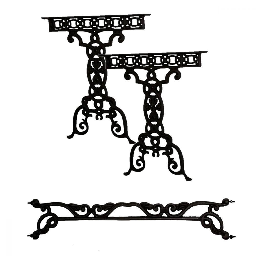 Kit Par Pé De Mesa E Trava Vila Rica Em Ferro Fundido N01 - 1